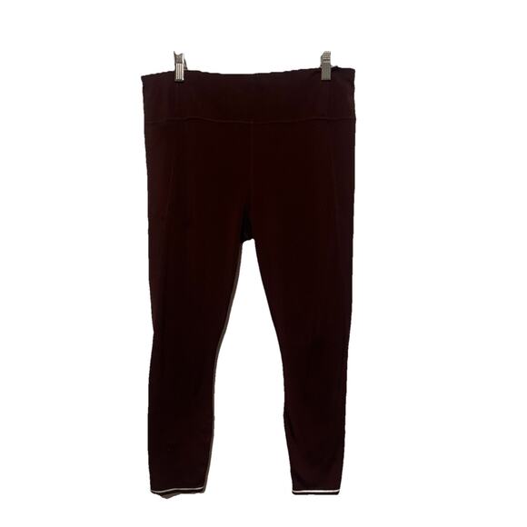Athleta Crop Leggings Pant Dark Red Maroon Size Large - Picture 1 of 9